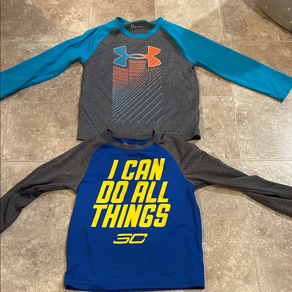 Under Armour Teal and Blue Long Sleeve Shirts